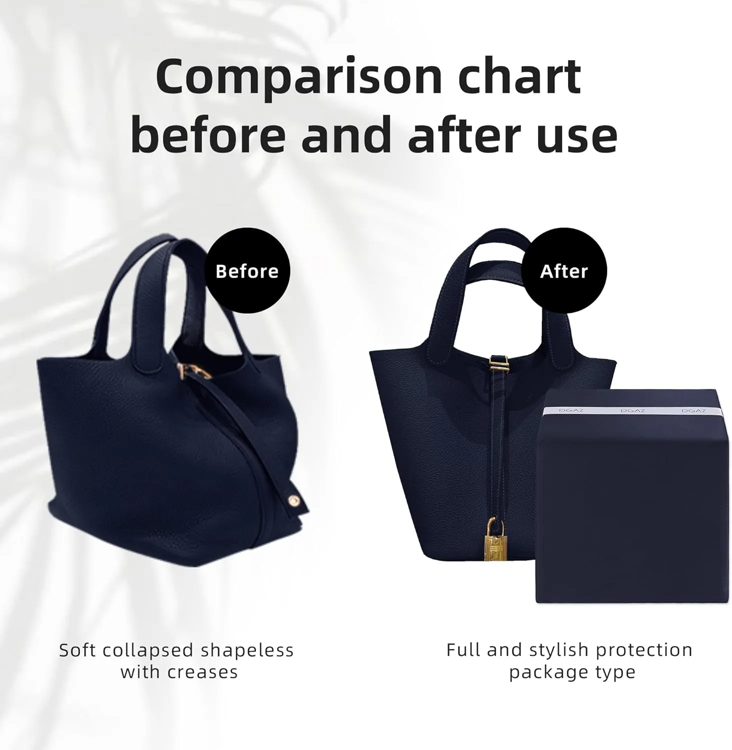 DGAZ Purse Pillow Shaper Insert,Luxury Handbag Tote Shapers, Memory Foam- Fits picotin14/18/22/26/31Bags(Blue nuit,PC22)