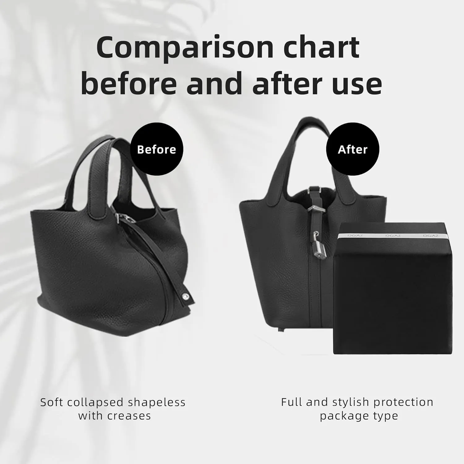 DGAZ Purse Pillow Shaper Insert,Luxury Handbag Tote Shapers, Memory Foam- Fits picotin18/22Bags (Black,PC22)
