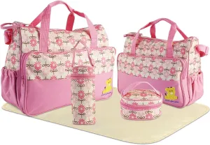 Diaper Bag Tote Set,5PCS Diaper Bags for Baby Girl Travel Diaper Tote Multifunctional Diaper Changing Bags