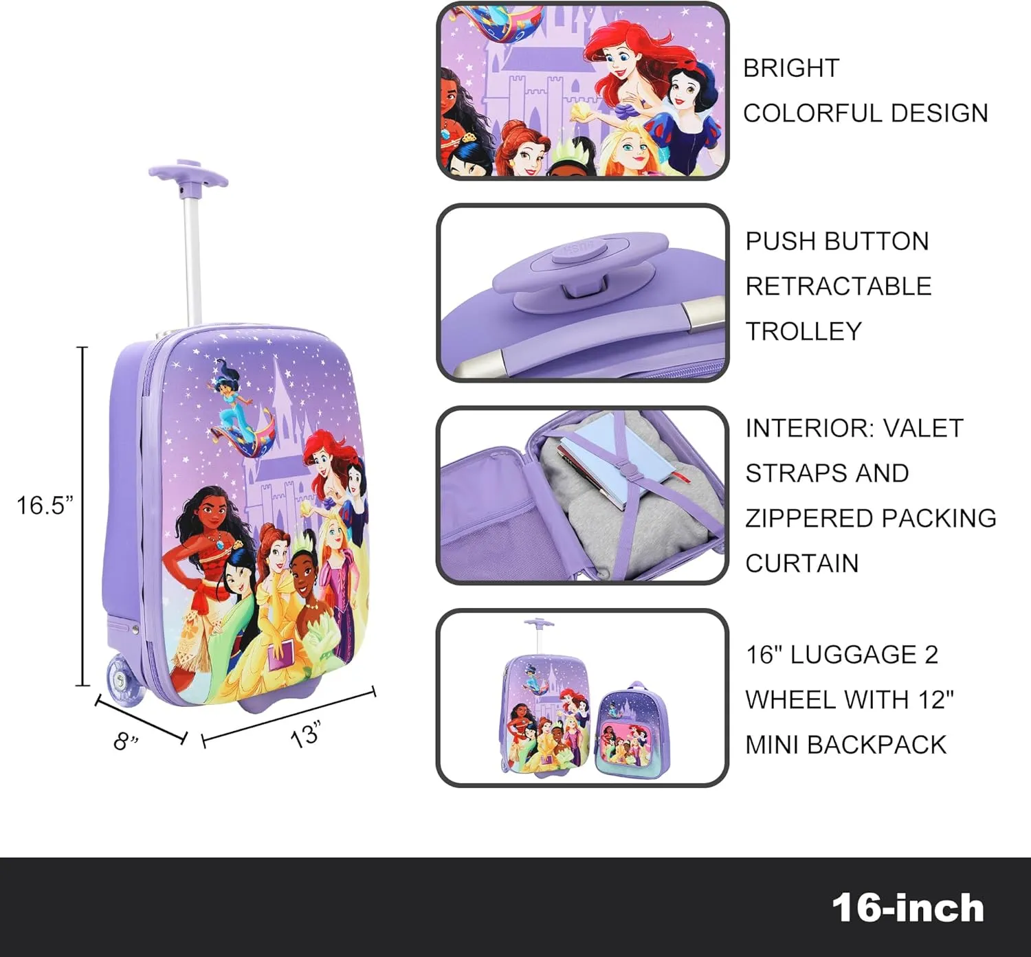 Disney Princess Characters & Castle 2-Pack Luggage Set