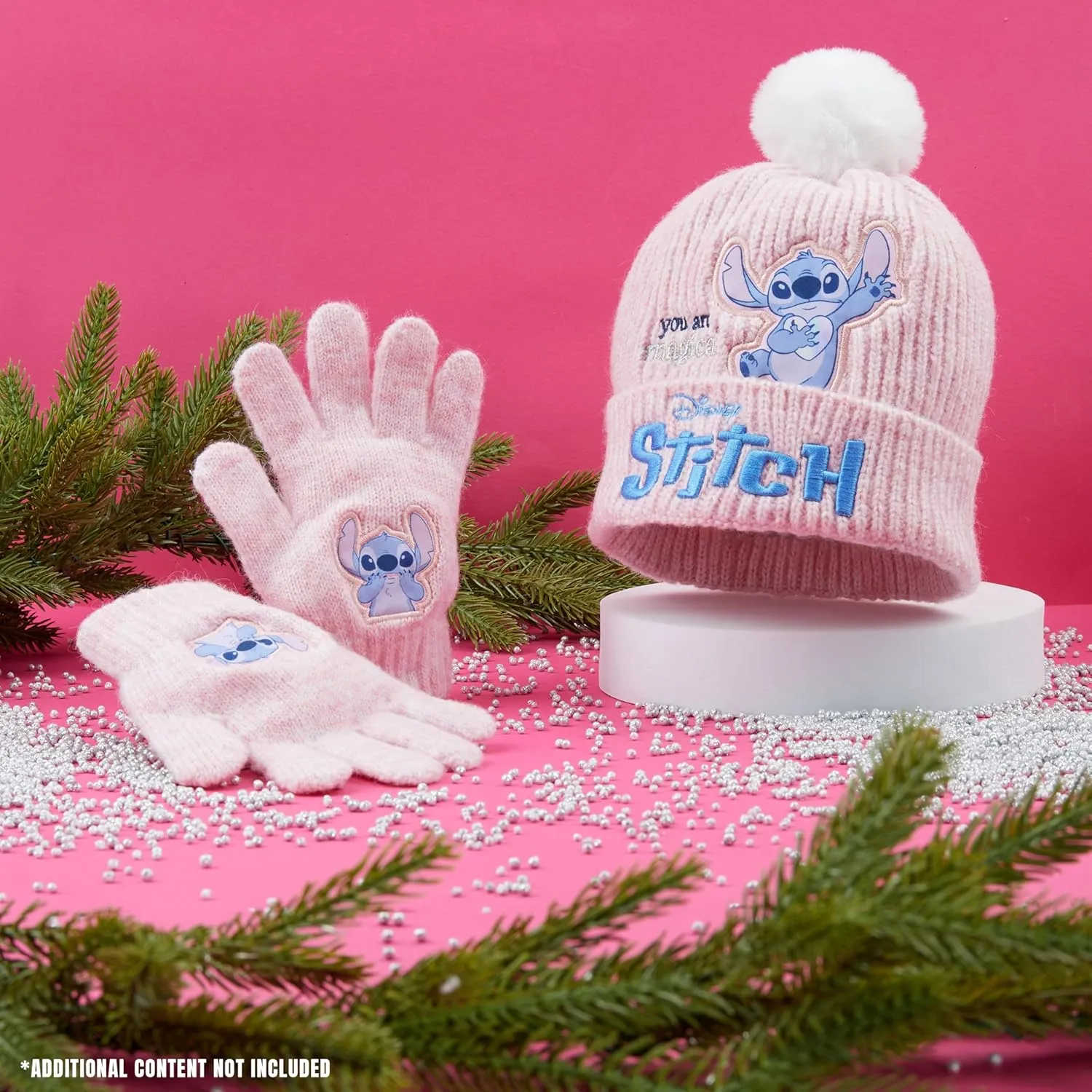 Disney Stitch Beanie Hat and Gloves Set for Girls & Teenagers, 2 Piece Set for Outdoor or Travel, Kids Winter Accessories