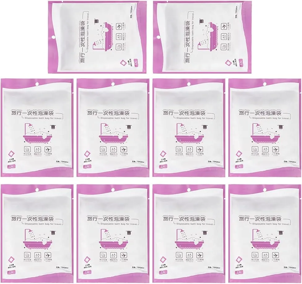 Disposable Bathtub Liner Oversized Portable Bath Bag Special PE Material Hygienic Clean for Home Travel Spa Hotel Baby Swimming 120cm 47.2in Height 10pcs