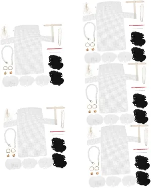 DOITOOL 5 Sets Handmade Bag Kit Bag Making Materials with Woolen Yarn Imitation Pearls for Present Giving Crafting Fun Capacity for Essentials
