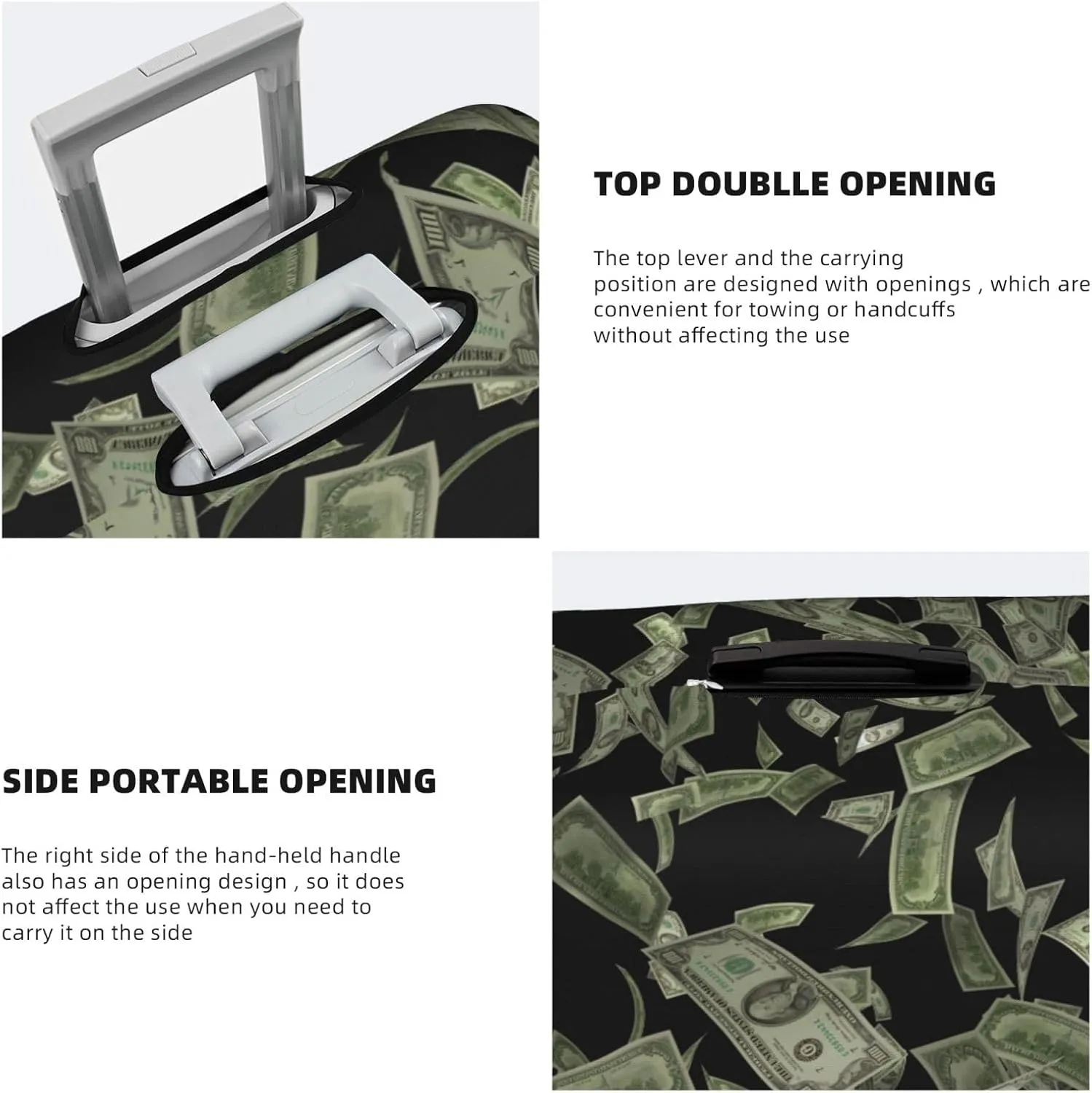 Dollar Sign Money Print Luggage Cover For Suitcases, Elastic Travel Bag For Luggage, Stylish Design