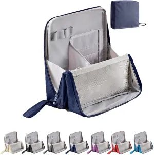 Doresty Makeup Bag,Standing Makeup Bag – Portable, Large Capacity,Waterproof,Multi-Purpose Large Capacity Oxford Cloth Standing Makeups Bags,for Daily,Travel (Navy)