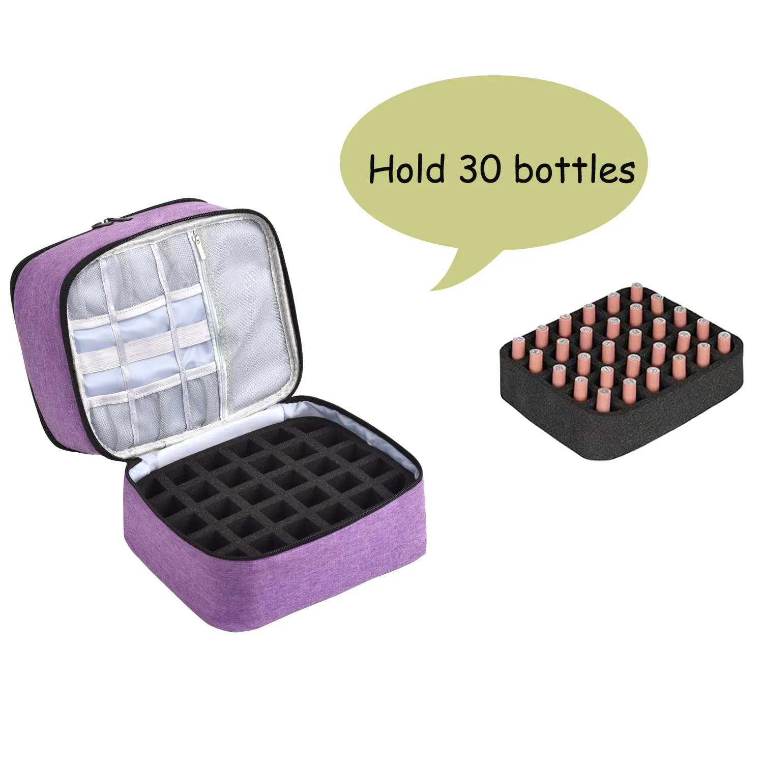 Double-Layer Nail Polish Organizer - Holds 30 Bottles (15 ml) & 1 Nail lamp - Durable Nail Polish Holder with Removable Dividers (15 ml)