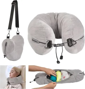 DreamShore Travel Pillow for Extra Luggage: Stuffable Neck Pillow with Adjustable Neck Size | Fits 3  Days of Travel Essentials | Transformable Carry-On Solution | Soft Velvet Cover | No Filler