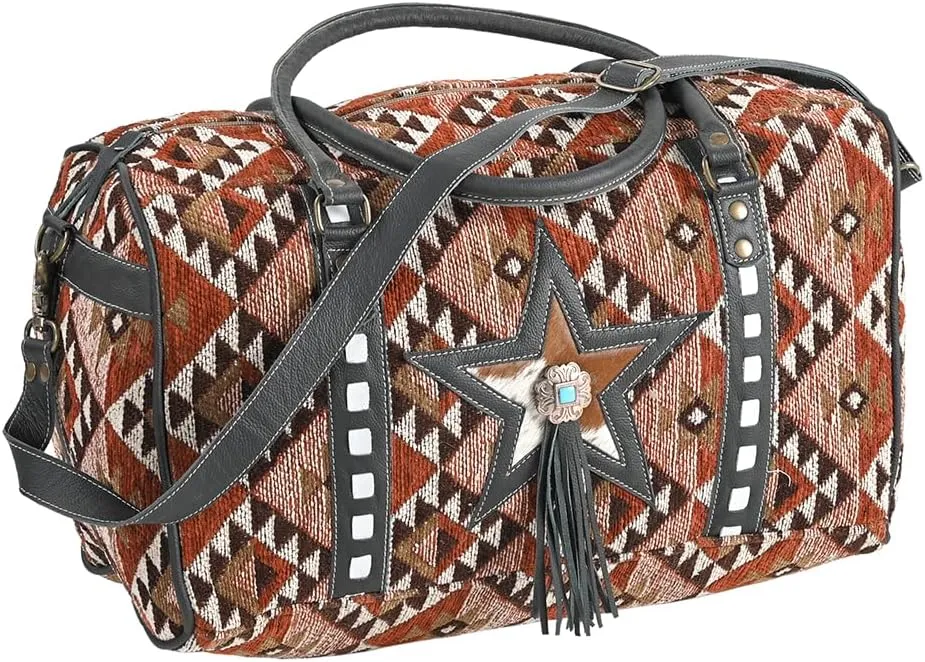 Duffel Upcycled Wool Hair-On Genuine Leather Women Bag Western Handbag Purse | Women Western Handbag | Canvas Bag for Women | Womens Handbag Summer