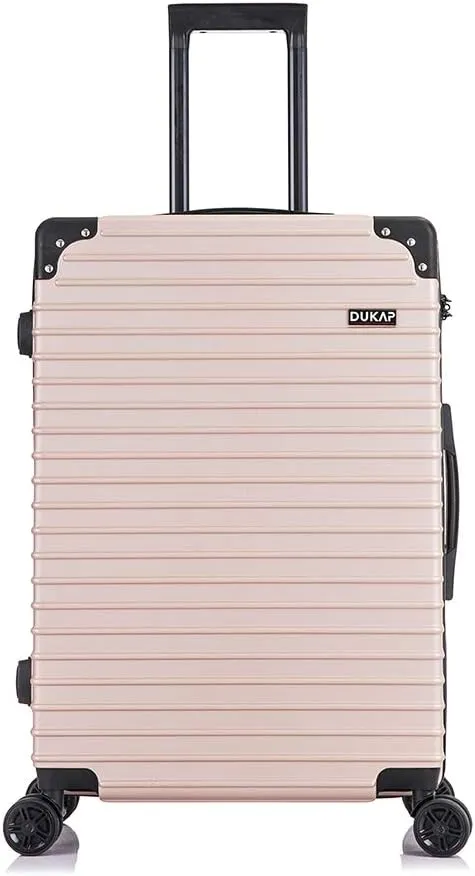 DUKAP TOUR Luggage With Ergonomic GEL Handle| Spacious Traveling Suitcase, Travel Suitcase with TSA Combination Lock | 24 Inch Medium Lightweight Spinner Luggage | Champagne