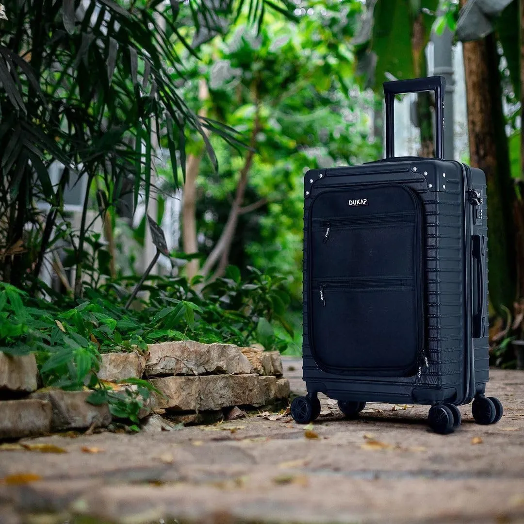 DUKAP TOUR Luggage with Integrated USB Port and Spinner Wheel | Spacious Travel Suitcase with TSA Lock and Ergonomic GEL Handle | 20 Inch Carry-On Hardside Luggage | Black