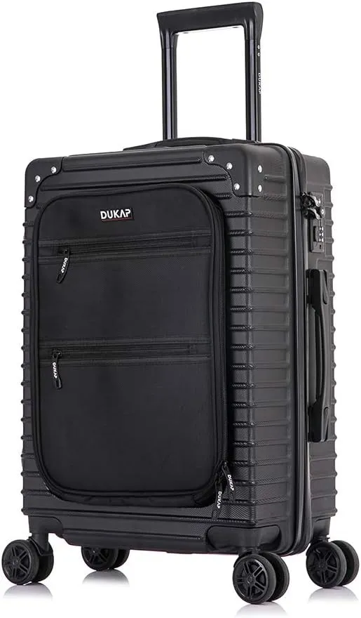 DUKAP TOUR Luggage with Integrated USB Port and Spinner Wheel | Spacious Travel Suitcase with TSA Lock and Ergonomic GEL Handle | 20 Inch Carry-On Hardside Luggage | Black