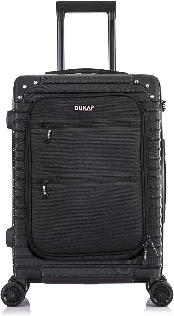 DUKAP TOUR Luggage with Integrated USB Port and Spinner Wheel | Spacious Travel Suitcase with TSA Lock and Ergonomic GEL Handle | 20 Inch Carry-On Hardside Luggage | Black