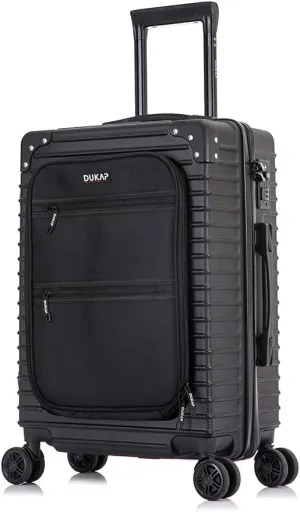 DUKAP TOUR Luggage with Integrated USB Port and Spinner Wheel | Spacious Travel Suitcase with TSA Lock and Ergonomic GEL Handle | 20 Inch Carry-On Hardside Luggage | Black