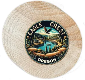 Eagle Crest Oregon Souvenir Home Decoration Coaster Wooden 3.5 x 3.5-Inch 4 Pack