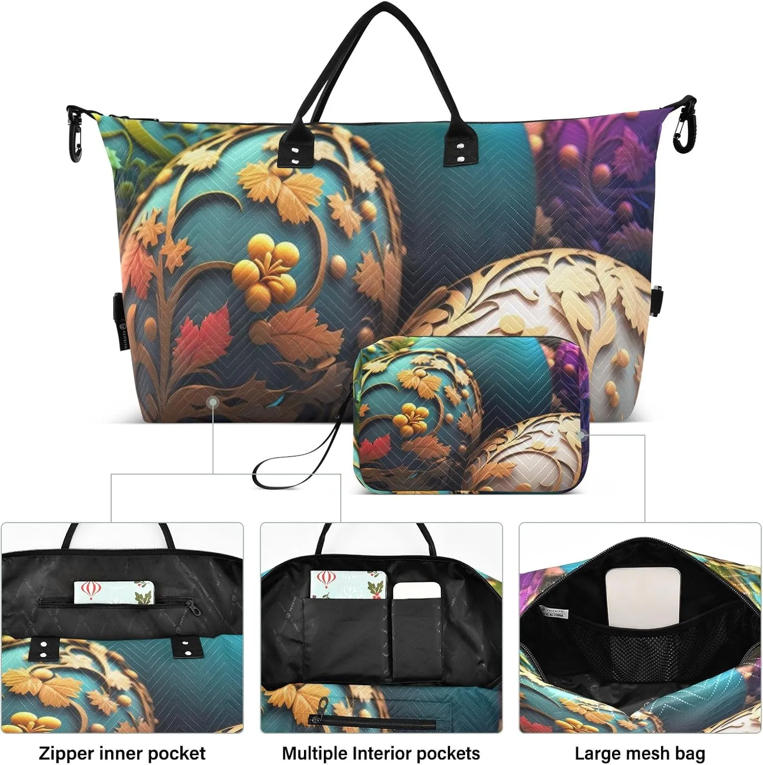 Easter Egg Duffle Carry on Bag Travel Tote Bags Duffle Bag Women Gym Weekender Bags for Women Large