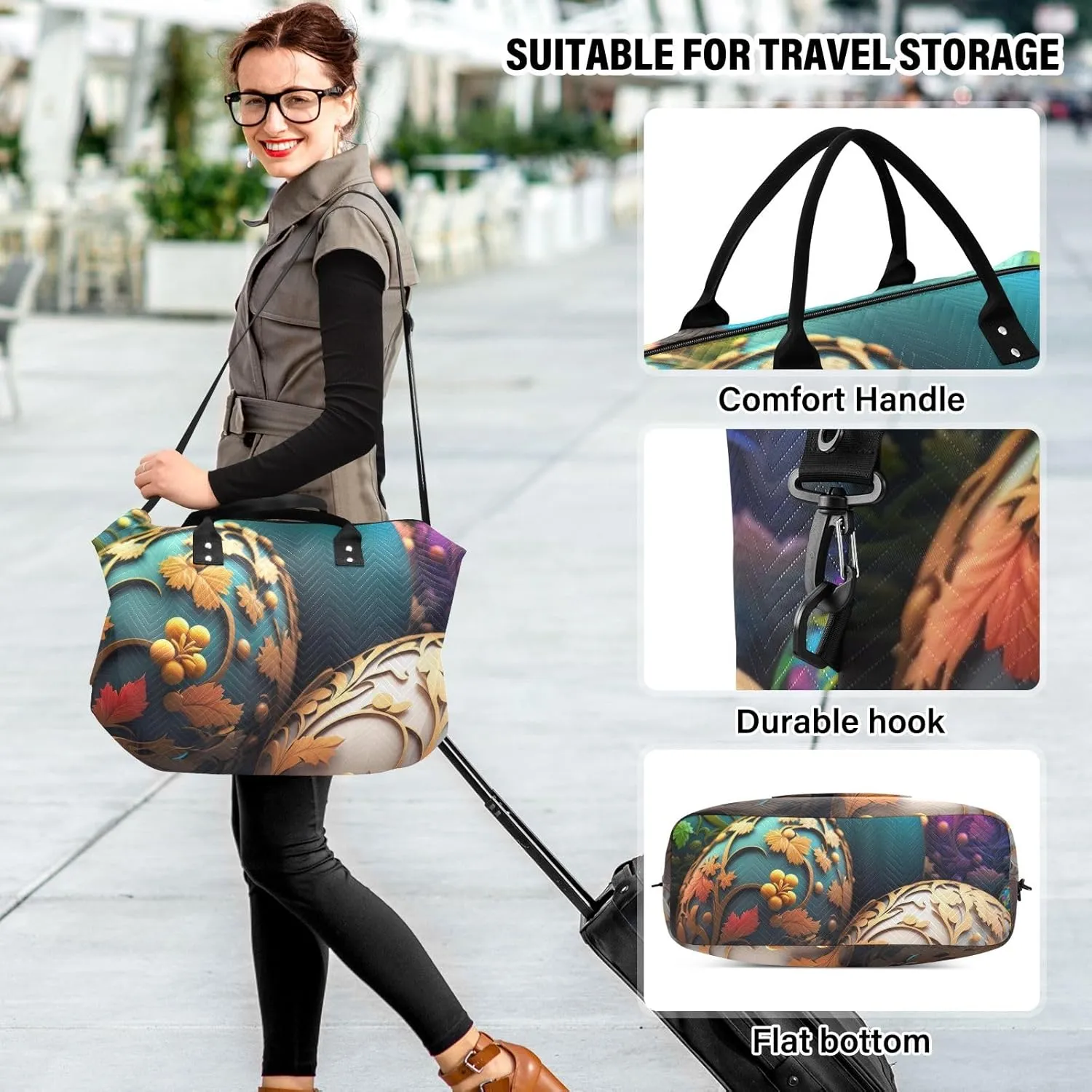 Easter Egg Duffle Carry on Bag Travel Tote Bags Duffle Bag Women Gym Weekender Bags for Women Large
