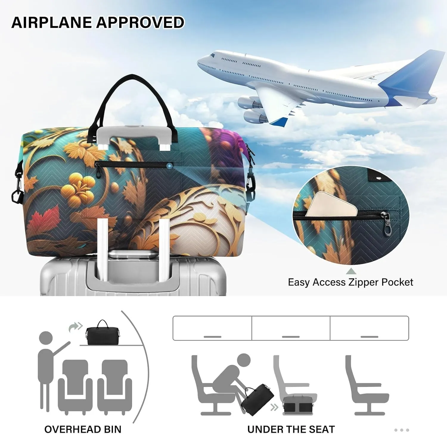 Easter Egg Duffle Carry on Bag Travel Tote Bags Duffle Bag Women Gym Weekender Bags for Women Large