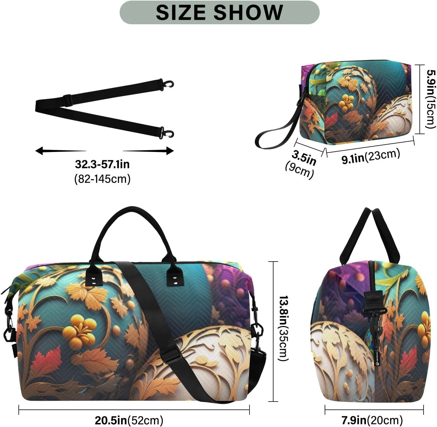 Easter Egg Duffle Carry on Bag Travel Tote Bags Duffle Bag Women Gym Weekender Bags for Women Large