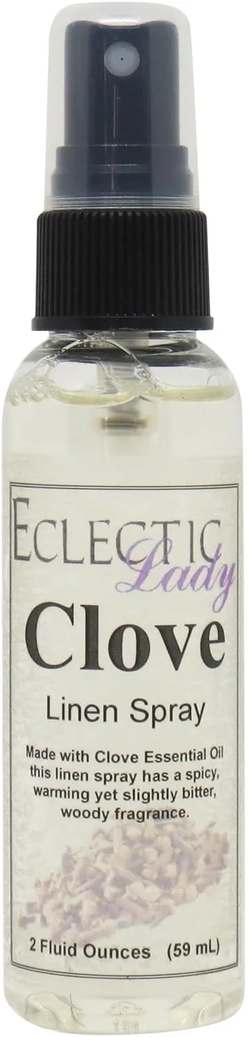 Eclectic Lady Clove Linen Spray - Warm Clove Scented Mist for Bedding, Sheets & Fabrics at Home or Travel (16 oz)