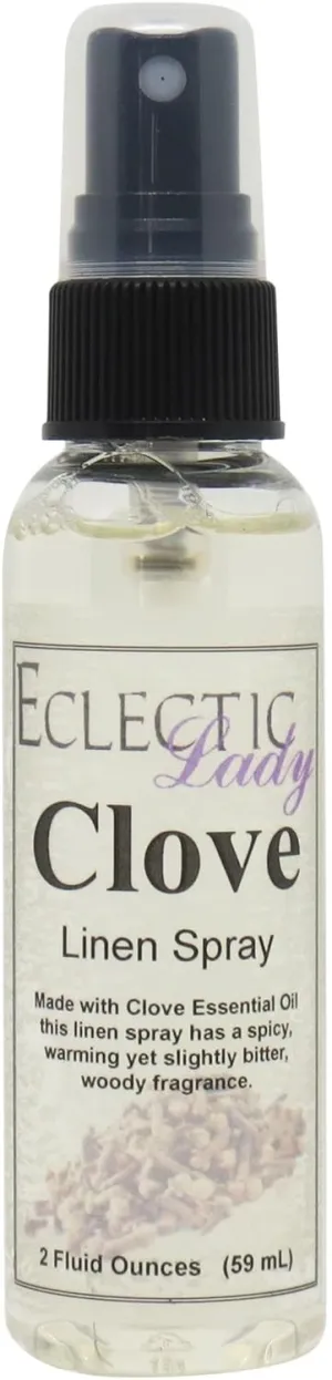 Eclectic Lady Clove Linen Spray - Warm Clove Scented Mist for Bedding, Sheets & Fabrics at Home or Travel (16 oz)