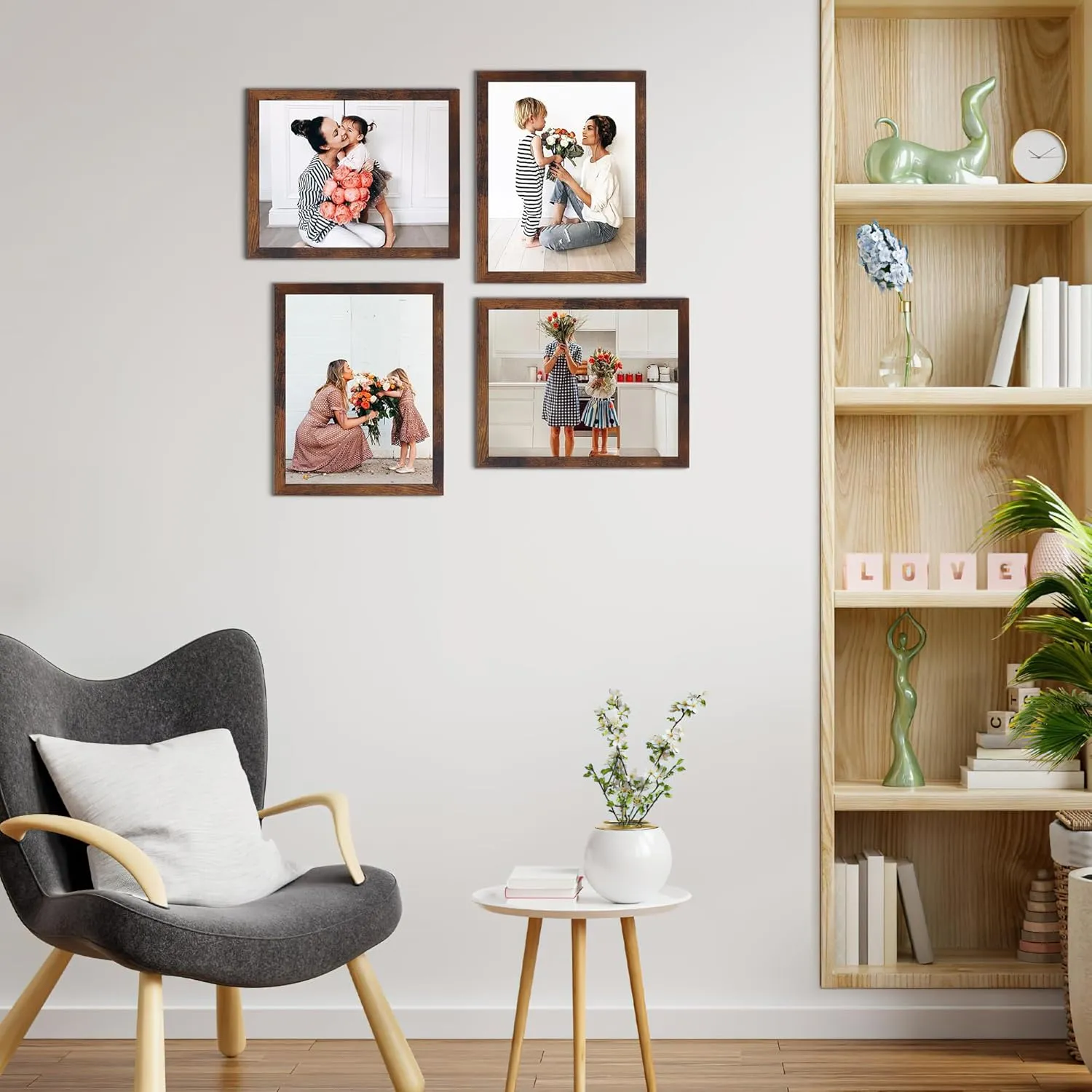 Edenseelake 8x10 Picture Frame Set of 15, Rustic Brown Wood Photo Frame 8 by 10 for Wall or Tabletop Display