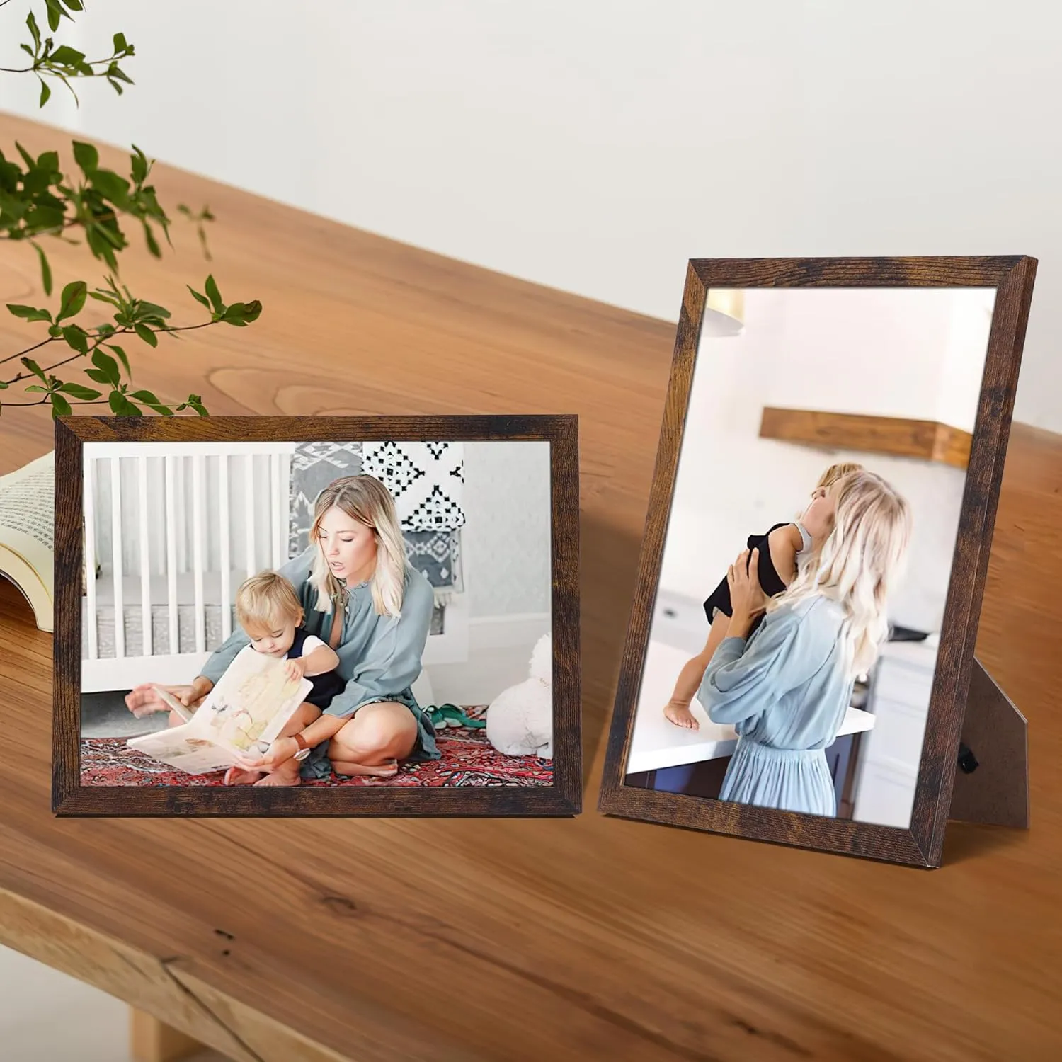 Edenseelake 8x10 Picture Frame Set of 15, Rustic Brown Wood Photo Frame 8 by 10 for Wall or Tabletop Display