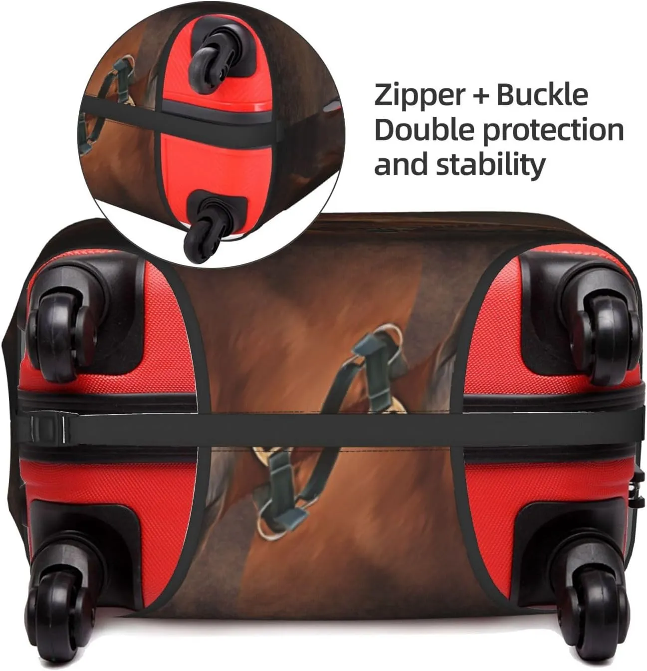 EdNeY Smart Brown Horse Travel Luggage Cover Elastic Anti-scratch Suitcase Cover Protector Spandex Stretch Luggage Baggage Covers Fits 29-32 Inch Luggage,XL