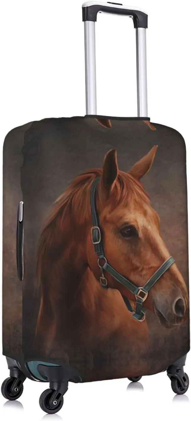 EdNeY Smart Brown Horse Travel Luggage Cover Elastic Anti-scratch Suitcase Cover Protector Spandex Stretch Luggage Baggage Covers Fits 29-32 Inch Luggage,XL