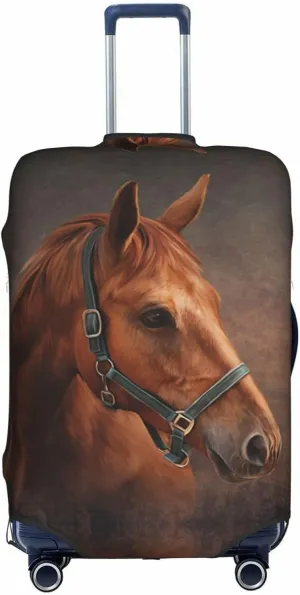 EdNeY Smart Brown Horse Travel Luggage Cover Elastic Anti-scratch Suitcase Cover Protector Spandex Stretch Luggage Baggage Covers Fits 29-32 Inch Luggage,XL