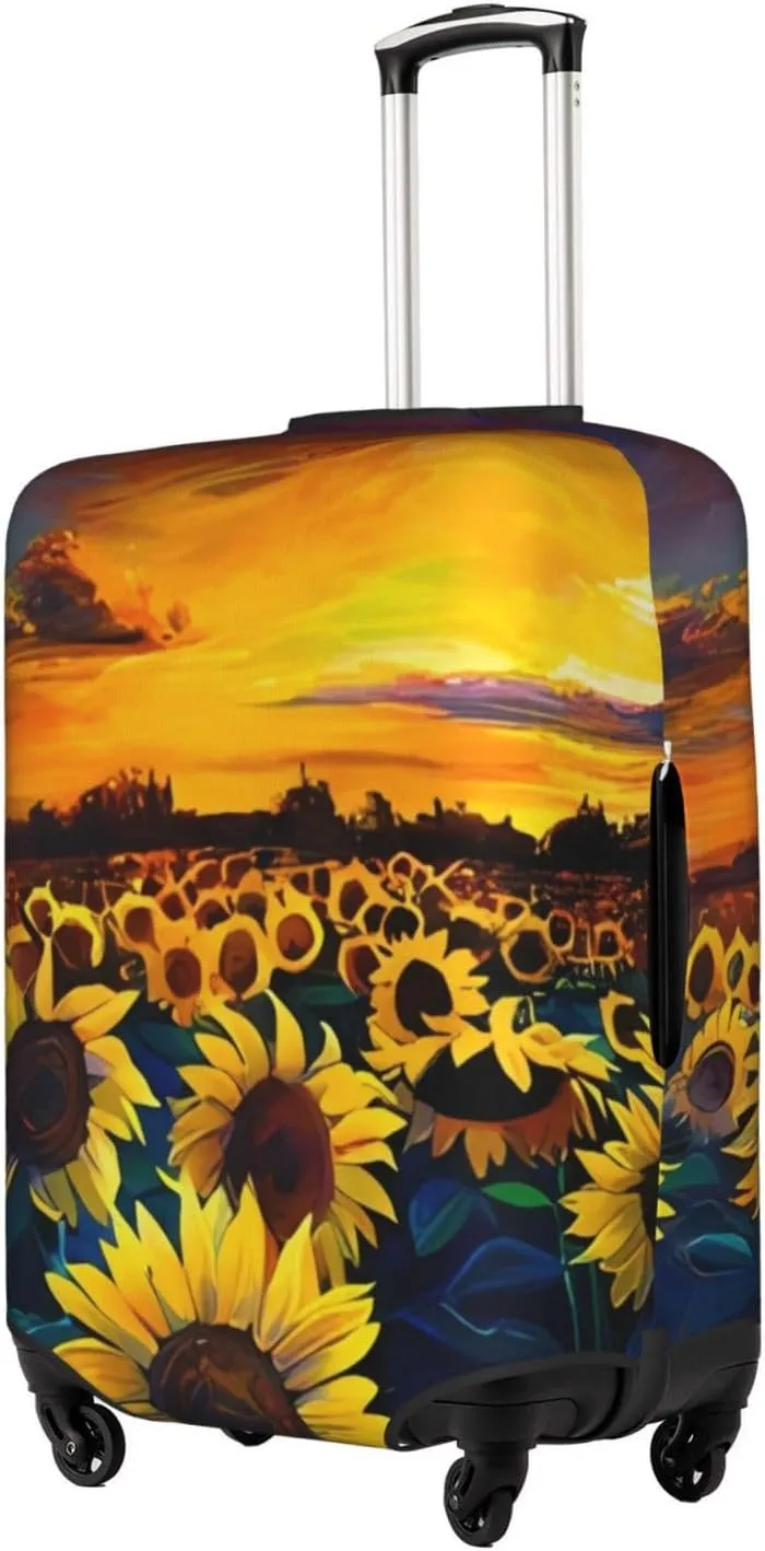 EdNeY Sunflower Field Oil Painting Travel Luggage Cover Elastic Anti-scratch Suitcase Cover Protector Spandex Stretch Luggage Baggage Covers Fits 29-32 Inch Luggage,XL