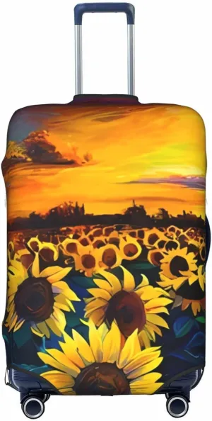 EdNeY Sunflower Field Oil Painting Travel Luggage Cover Elastic Anti-scratch Suitcase Cover Protector Spandex Stretch Luggage Baggage Covers Fits 29-32 Inch Luggage,XL
