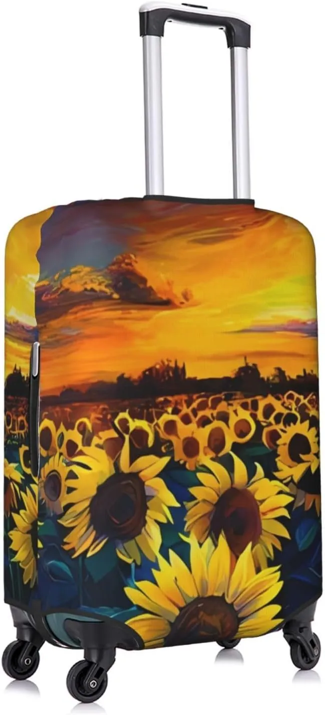 EdNeY Sunflower Field Oil Painting Travel Luggage Cover Elastic Anti-scratch Suitcase Cover Protector Spandex Stretch Luggage Baggage Covers Fits 29-32 Inch Luggage,XL