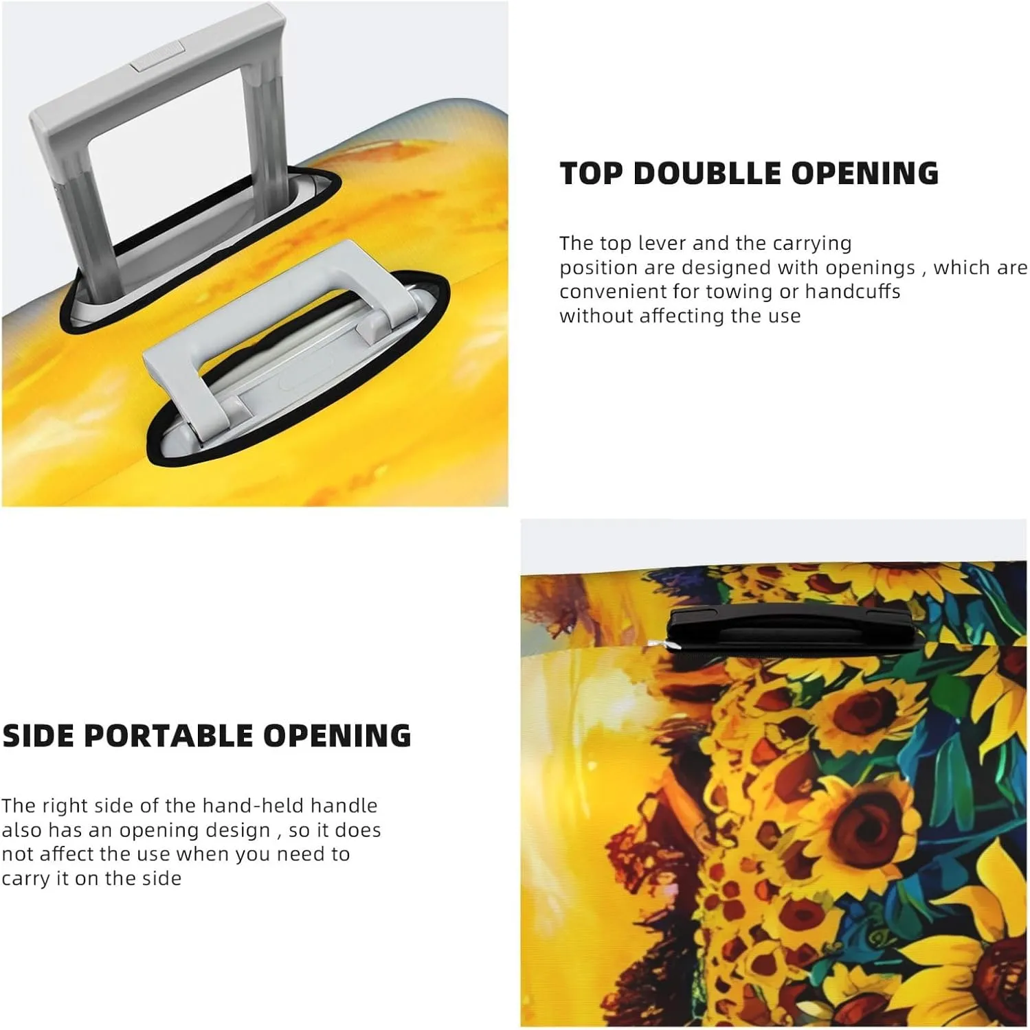 EdNeY Sunflowers Oil Painting Travel Luggage Cover Elastic Anti-scratch Suitcase Cover Protector Spandex Stretch Luggage Baggage Covers Fits 29-32 Inch Luggage,XL