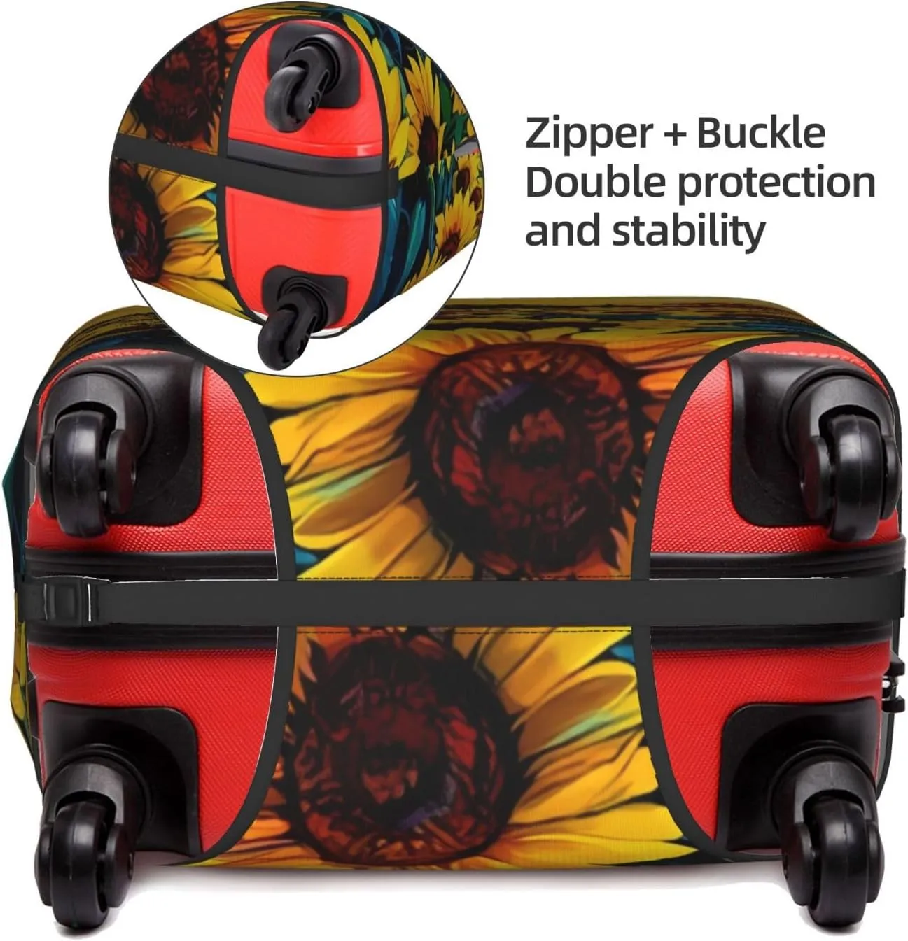 EdNeY Sunflowers Oil Painting Travel Luggage Cover Elastic Anti-scratch Suitcase Cover Protector Spandex Stretch Luggage Baggage Covers Fits 29-32 Inch Luggage,XL