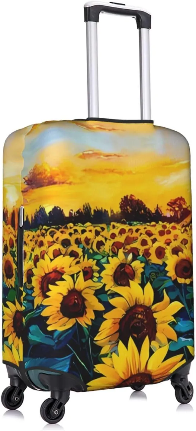 EdNeY Sunflowers Oil Painting Travel Luggage Cover Elastic Anti-scratch Suitcase Cover Protector Spandex Stretch Luggage Baggage Covers Fits 29-32 Inch Luggage,XL