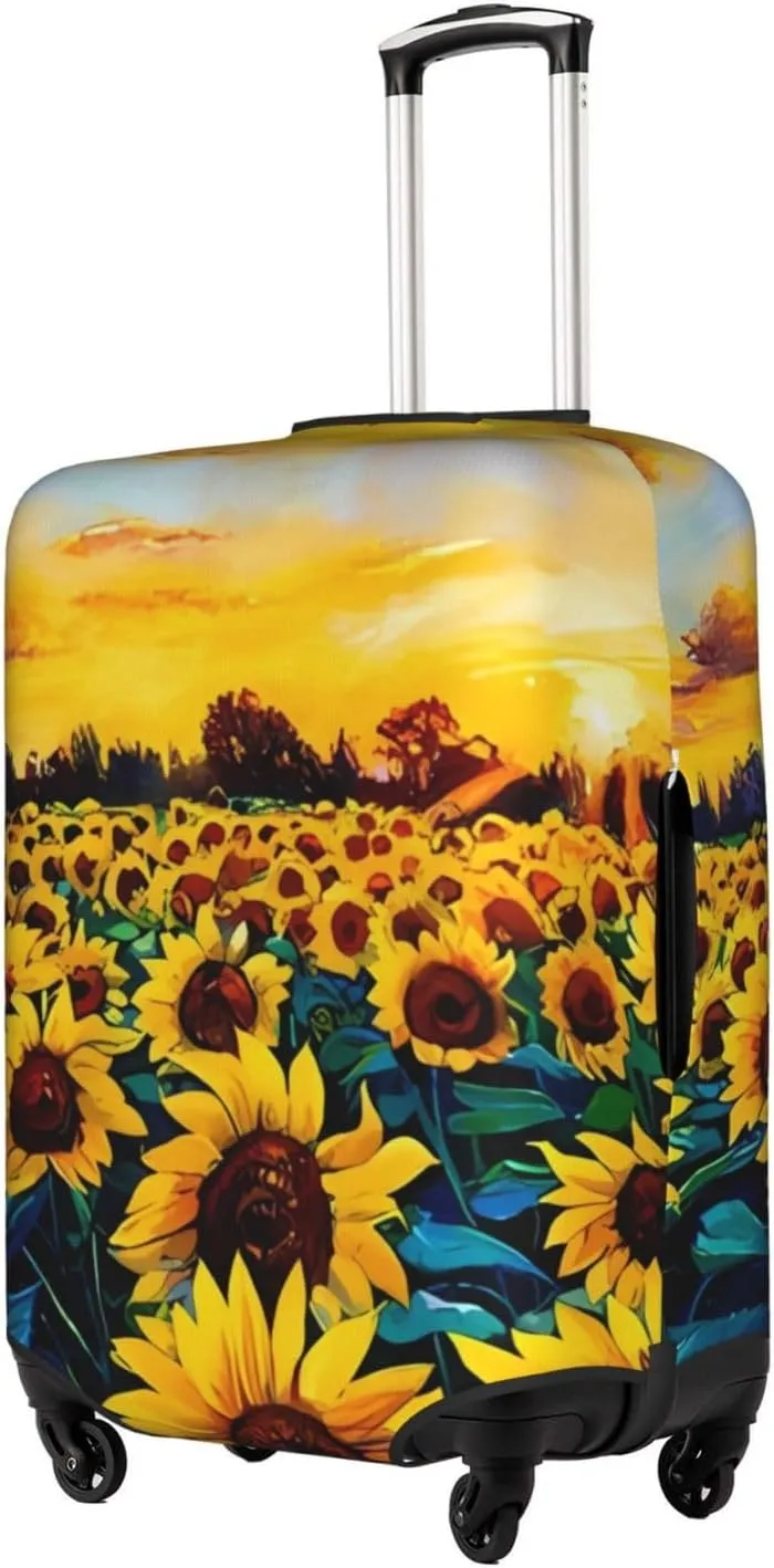 EdNeY Sunflowers Oil Painting Travel Luggage Cover Elastic Anti-scratch Suitcase Cover Protector Spandex Stretch Luggage Baggage Covers Fits 29-32 Inch Luggage,XL