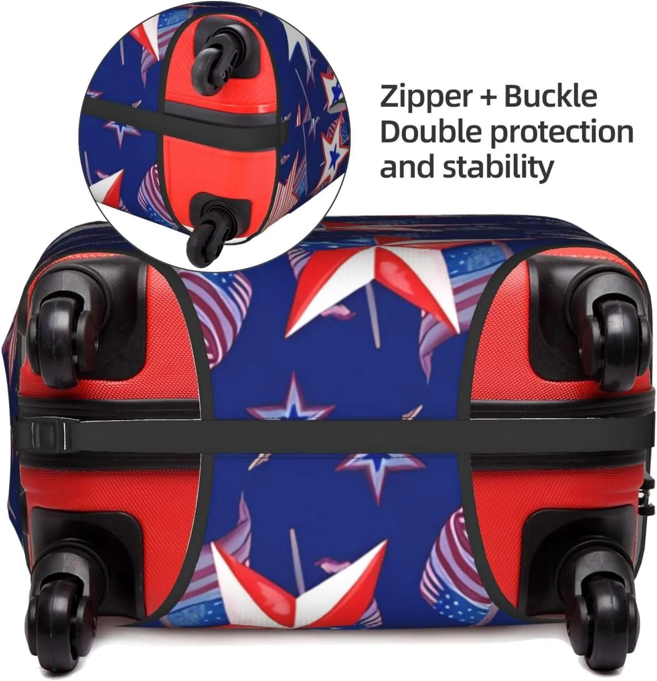 EdNeY Watercolor Memorial Day Stars Flag 4th of July Patriotic Travel Luggage Cover Elastic Anti-scratch Suitcase Cover Protector Spandex Stretch Luggage Baggage Covers Fits 29-32 Inch Luggage,XL