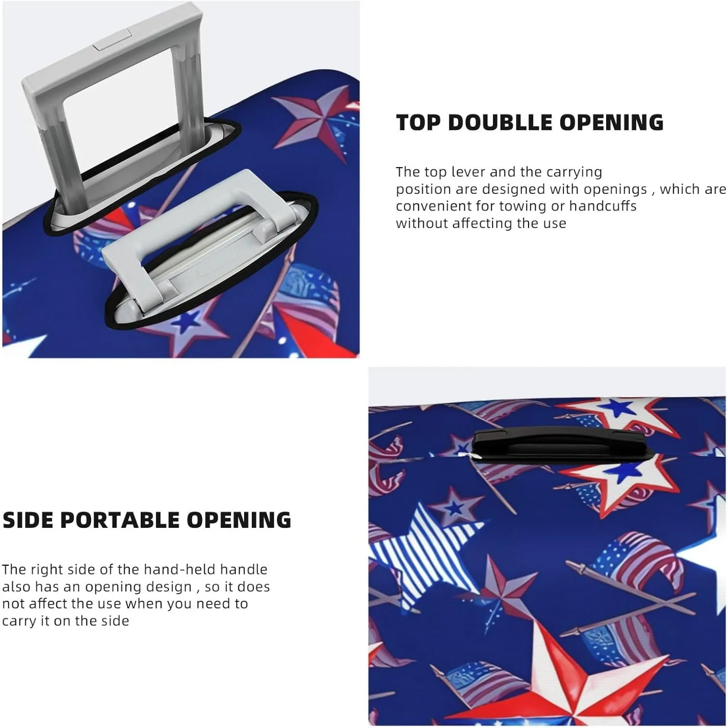 EdNeY Watercolor Memorial Day Stars Flag 4th of July Patriotic Travel Luggage Cover Elastic Anti-scratch Suitcase Cover Protector Spandex Stretch Luggage Baggage Covers Fits 29-32 Inch Luggage,XL