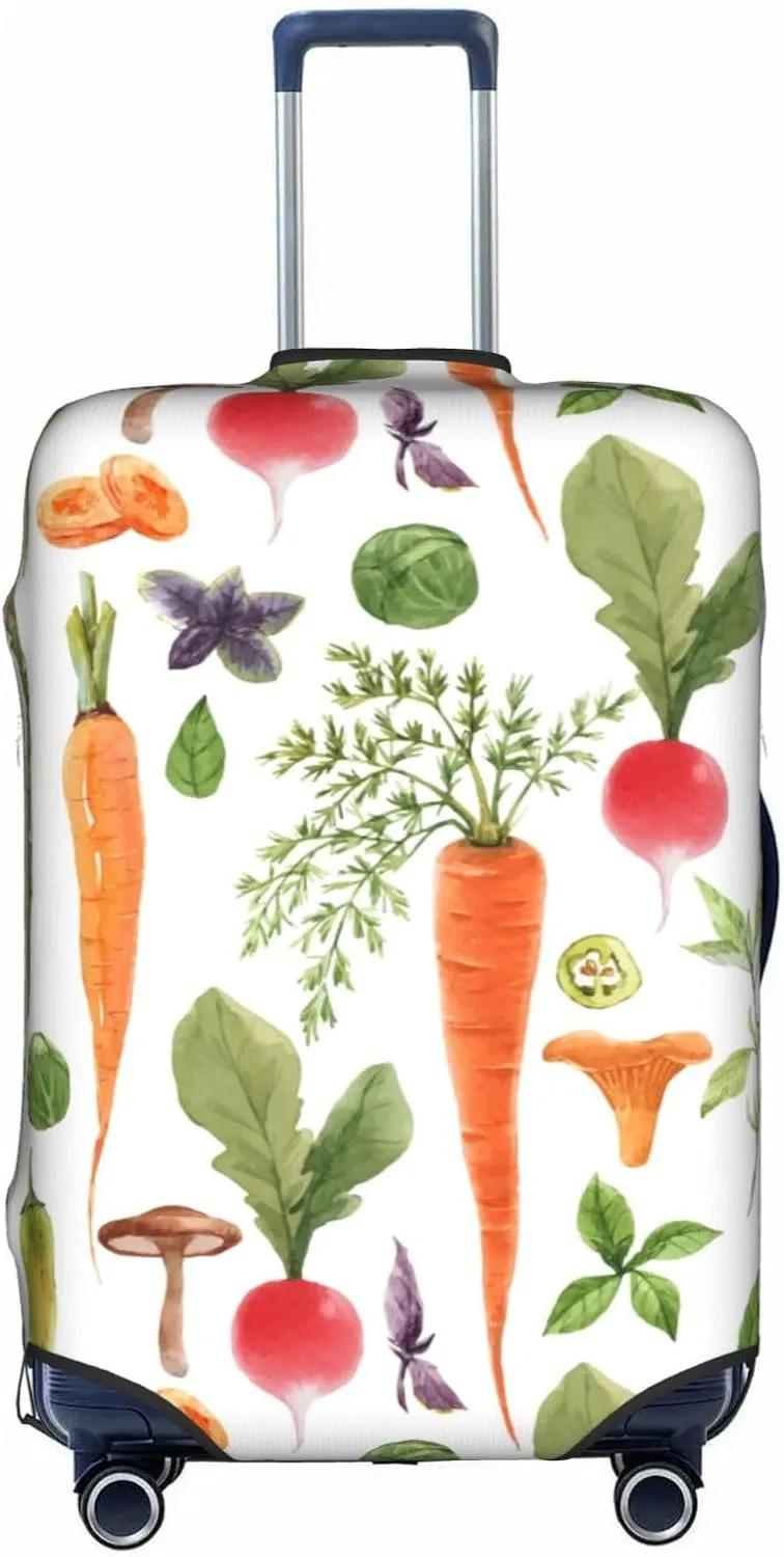 EdNeY Watercolor Vegetables Carrot Cabbage Travel Luggage Cover Elastic Anti-scratch Suitcase Cover Protector Spandex Stretch Luggage Baggage Covers Fits 29-32 Inch Luggage,XL