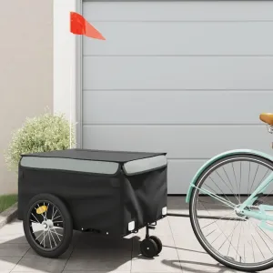 Effortlessly Haul Heavy Loads with Bicycle Trailer, Sturdy Iron Construction for Easy Transport of Goods, Black and Gray