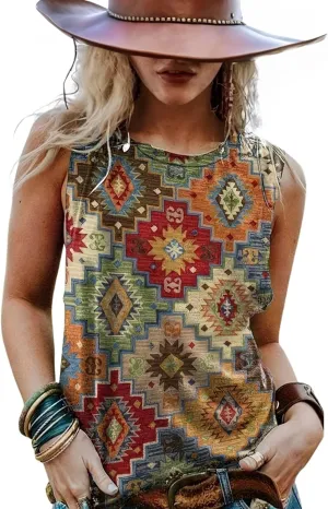 Ella Lust Womens Western Graphic Tank Top - Cowgirl Country Concert Outfits Sleeveless Loose Fit Tee Ladies Trendy Boho Shirt