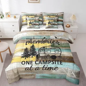 Erosebridal 7 Piece Full Size Camper Bed in a Bag for Travel Trailers,Kids Adults Camping Comforter Set for Rv Accessories,Vintage Rustic Cabin Bedding Set with Fitted Sheet,Flat Sheet,Pillowcases