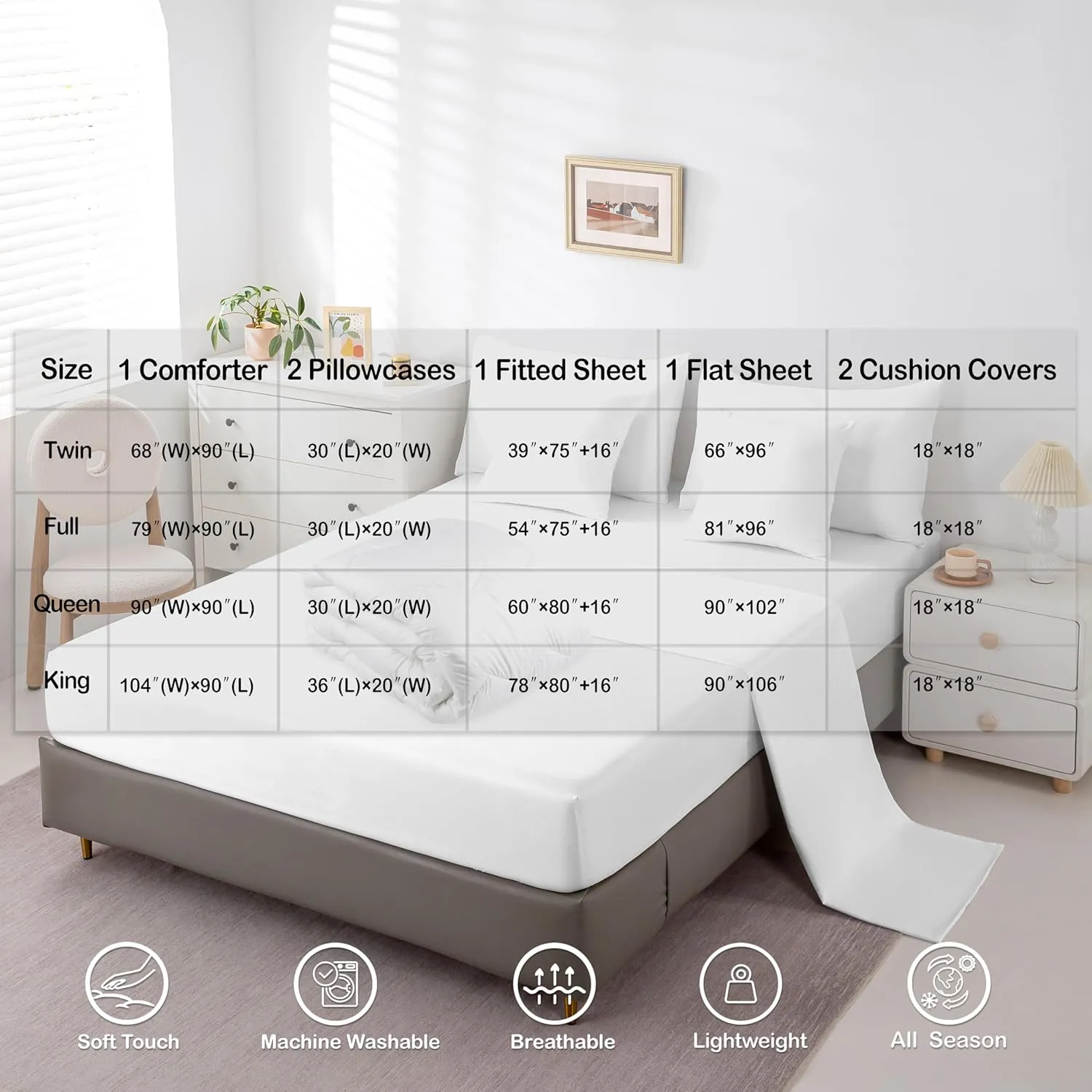 Erosebridal Camper Decor Bed in A Bag Full Comforter Set 7 Piece, Rv Happy Camping Bedding Sets Rustic Farmhouse Comforter Set Camper Accessories for Travel Trailers, Wooden Barn Door Bed Set