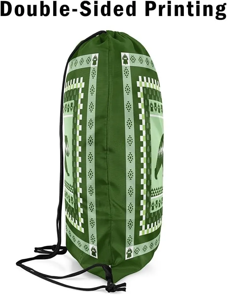 Erosebridal Rustic Cabin Lodge Draw String Back Bag,Bear Animal Drawstring Backpack for Sport Gym Swim Yoga Camping Traveling,Western Farmhouse Drawstring Bags,Jungle Woodland String Backpack,13x15.7