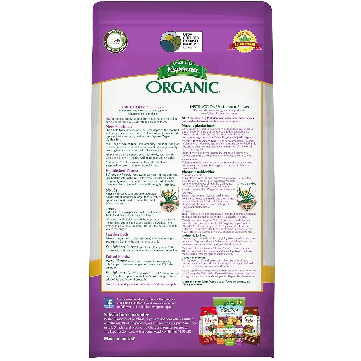 Espoma Organic Azalea-Tone 4-3-4 Natural & Organic Fertilizer and Plant Food for All Flowering Evergreen Shrubs. 4 lb. Bag. Use for Planting & Feeding to Promote Growth & Blooming - Pack of 2