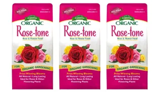 Espoma Organic Rose-Tone 4-3-2 Organic Fertilizer for All Types of Roses and Other Flowering Plants. Promotes Vigorous Green Growth and Abundant Blooms. 4 lb. Bag - 3 Pack
