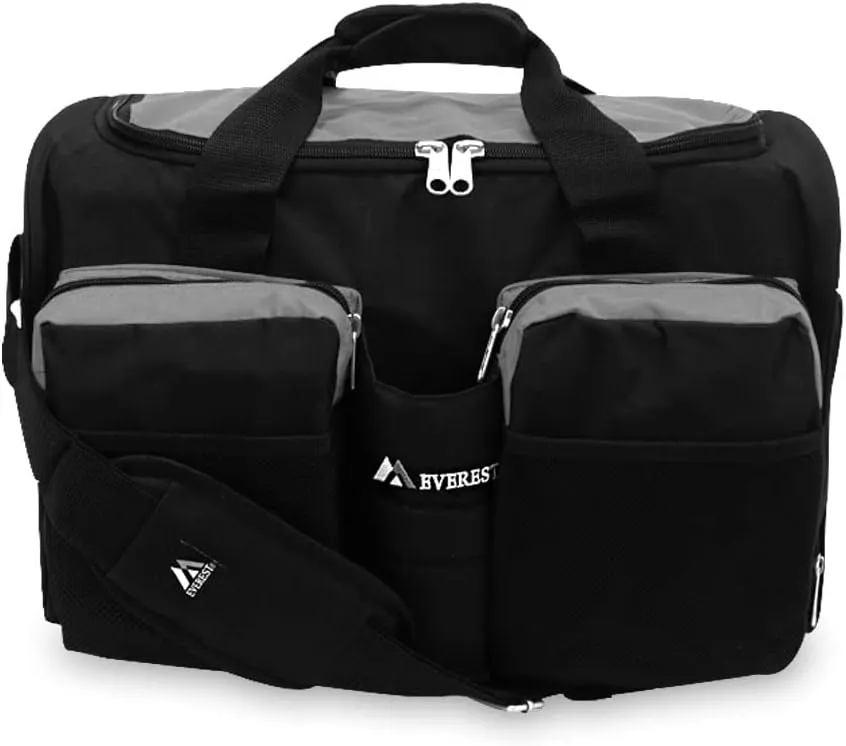 Everest Gym Bag with Wet Pocket, Dark Gray/Black