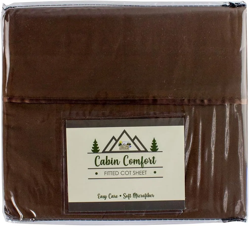 Everything Summer Camp Comfort - Cabin Sheet for Camping and RV - Fits All Cot Size Beds - 72 x 28 Inches - Super Soft (1 Piece, Chocolate)