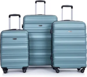 Expandable 3 Piece Luggage Sets Pc Lightweight,Durable Suitcase with Two Hooks, Spinner Wheels, Tsa Lock, (21,25,29) Dark Green