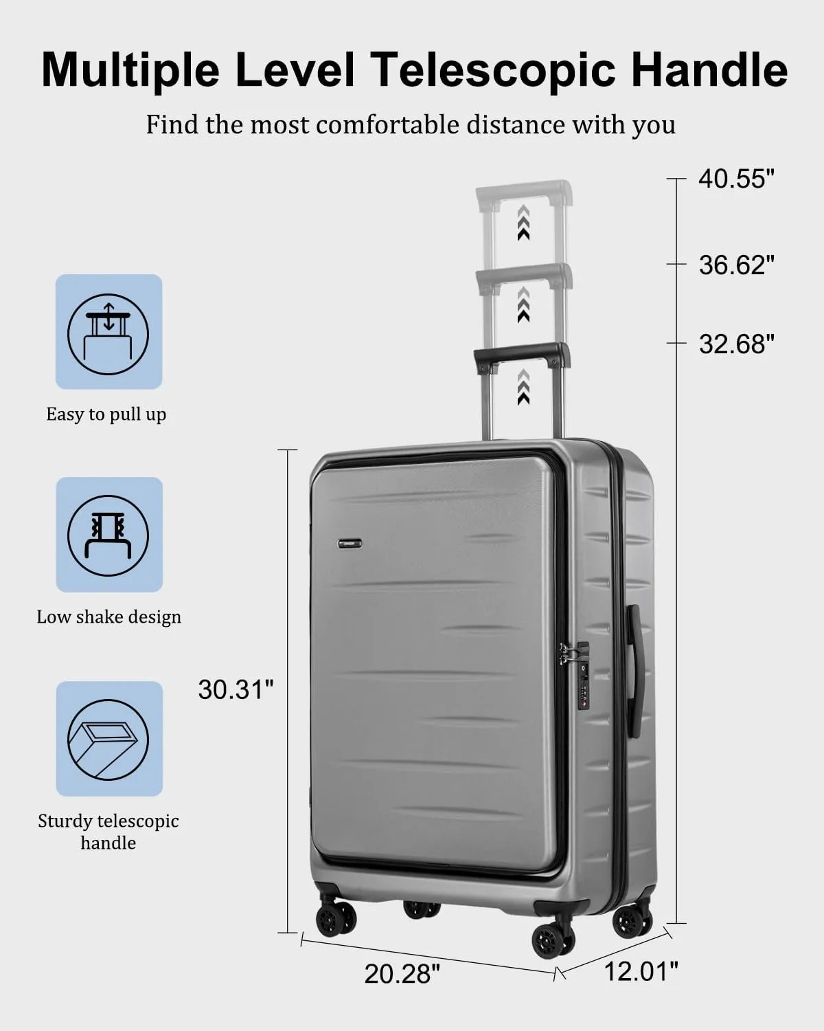 Expandable Checked Luggage, 28 Inch Luggage with Spinner Wheels, Lightweight ABS PC Hard Shell Large Suitcase with Top Opening, TSA Lock (Dark Gray, 1PC)